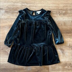 Cat & Jack Black Velvet Kids Dress with Ruffles
